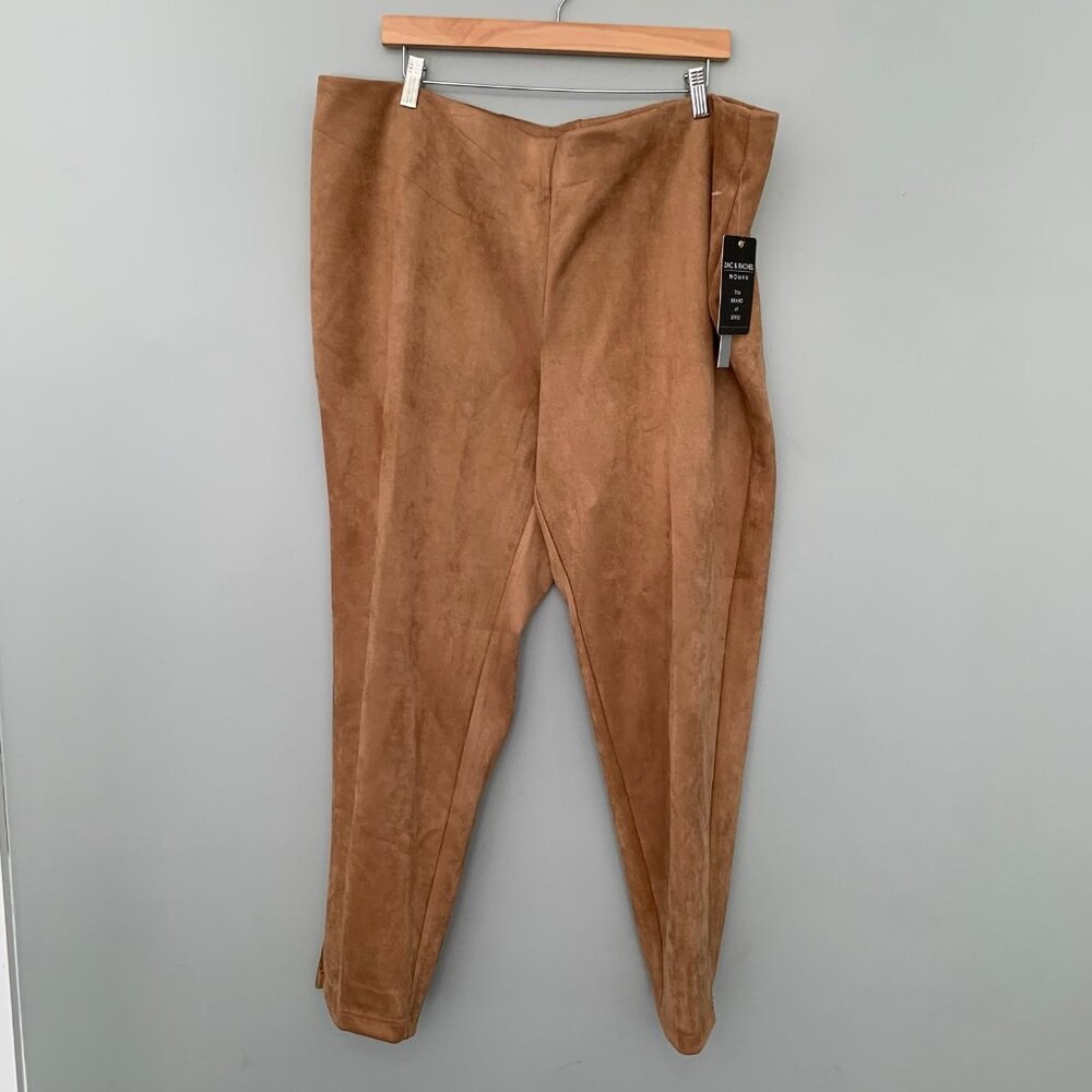 NEW Zac & Rachel‎ Woman Faux Suede Slim Ankle Pants Cognac Brown 3X